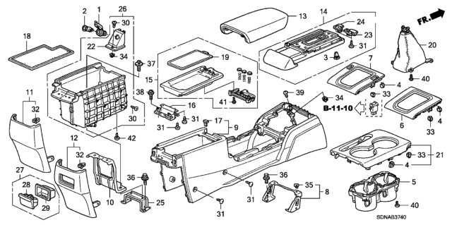 2007 Honda Accord Console, Center *NH167L* (GRAPHITE BLACK) Diagram for 83401-SDA-A61ZA