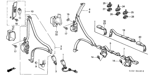 1997 Honda CR-V Buckle Set *NH178L* Diagram for 04823-S10-305ZA