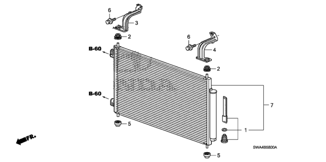 2008 Honda CR-V 5 Door LX (2WD) KA 5AT A/C Condenser Diagram