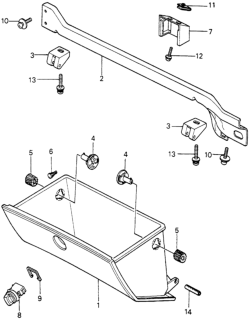1982 Honda Civic 5 Door ** (WAGOVAN) KA HMT Glove Box Components Diagram