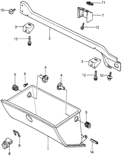 1983 Honda Civic Glove Box Components Diagram