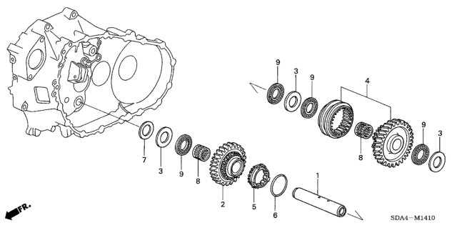 2006 Honda Accord Sleeve Set, Reverse Diagram for 23627-PYZ-000