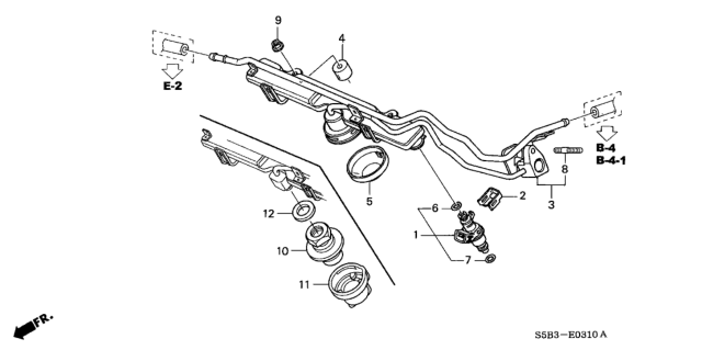 2003 Honda Civic 4 Door MX (HYBRID) KA CVT Fuel Injector Diagram