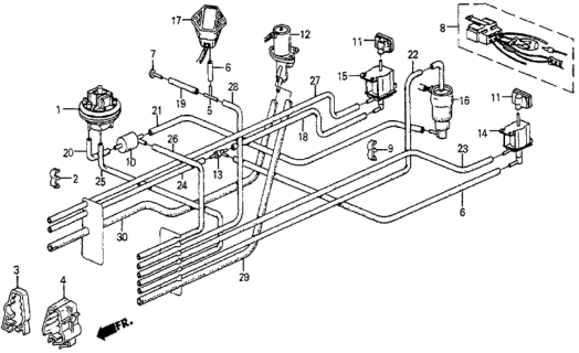 1987 Honda Prelude 2 Door SI KA 5MT Tubing Diagram