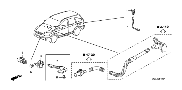2009 Honda CR-V 5 Door EX-L (4WD) KA 5AT A/C Sensor Diagram