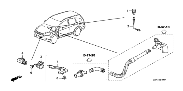 2011 Honda CR-V Sub-Harness, Sun Beam Diagram for 80519-SWA-A40