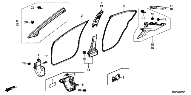 2013 Honda Civic Garnish Assy., L. Center Pillar (Upper) *YR400L* (SIENNA BEIGE) Diagram for 84161-TR0-A01ZC