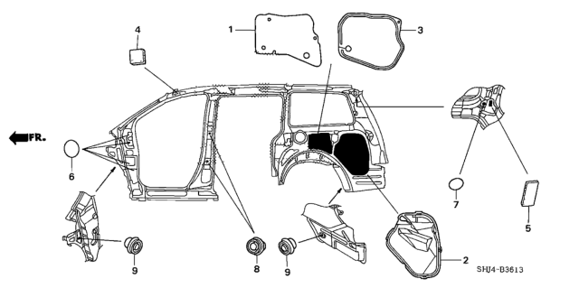 2005 Honda Odyssey Grommet (Side) Diagram