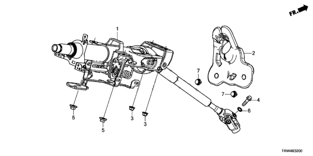 2020 Honda Clarity Plug-In Hybrid Cover, Steering Joint Diagram for 53321-TRT-A01