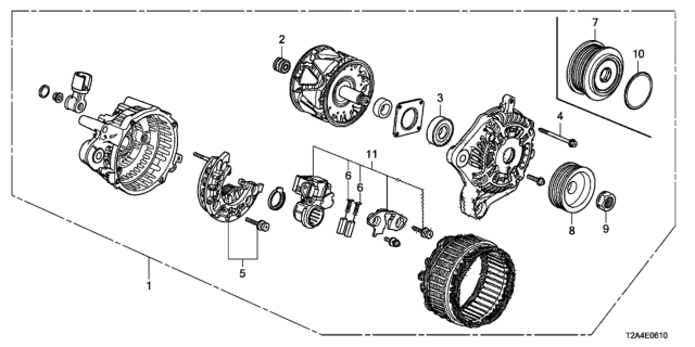 2016 Honda Accord Alternator Assembly Diagram for 31100-5A2-A02