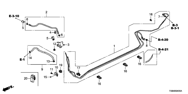 2013 Honda Civic Hose Assy., Fuel Purge Diagram for 17726-TR0-A02