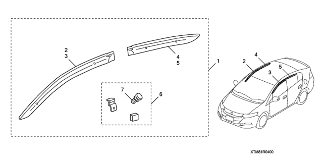 2014 Honda Insight 5 Door EX KA CVT Door Visors Diagram