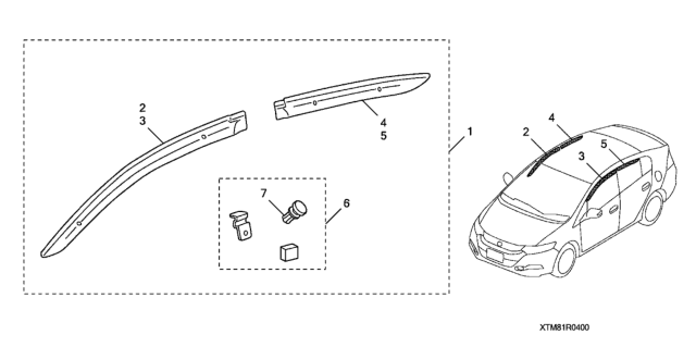 2013 Honda Insight Door Visors Diagram