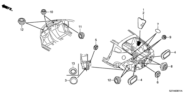 2016 Honda CR-Z Grommet (Rear) Diagram