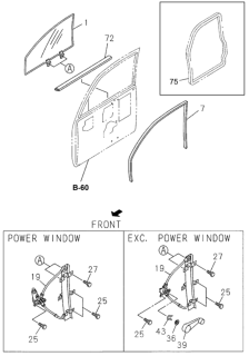 2000 Honda Passport Regulator, Left Front Window Door Diagram for 8-97254-453-0