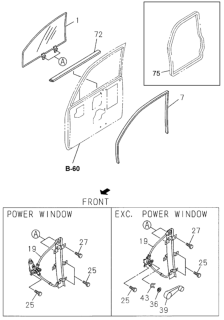 1998 Honda Passport Weatherstrip FRT Doo Diagram for 8-97304-395-1