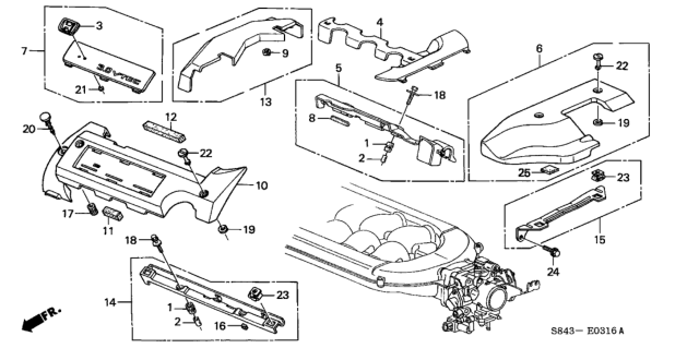 2001 Honda Accord Cover Assy., L. Engine Side Diagram for 17124-P8C-A00