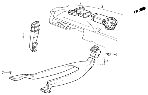 1985 Honda Civic Duct, R. RR. Outlet Diagram for 70382-SB4-000