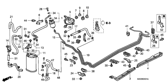 1998 Honda Civic 3 Door CX KA 4AT Fuel Pipe Diagram