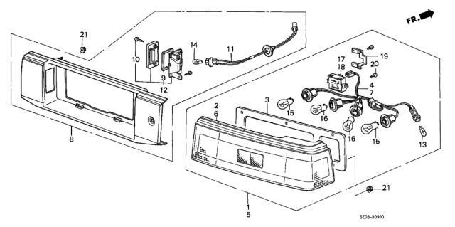 1986 Honda Accord Housing, L. Diagram for 33551-SE0-A01