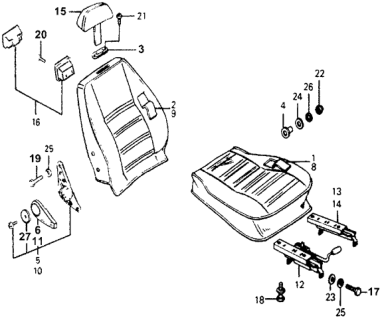 1978 Honda Accord Front Seat Components Diagram