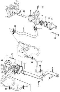 1979 Honda Accord Gasket, Water Pump Diagram for 19222-634-000