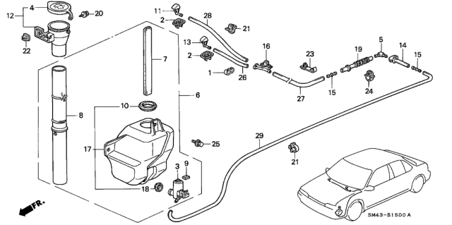 1992 Honda Accord Nozzle, Passenger Side Windshield Washer (Seattle Silver Metallic) Diagram for 76810-SM4-003ZE