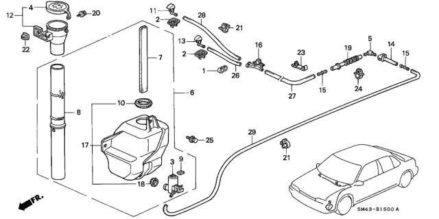 1992 Honda Accord Hose, Washer Diagram for 76805-SM4-A02