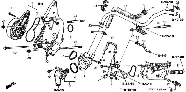2002 Honda Civic Seal, Thermostat Cover (Nippon Thermostat) Diagram for 19305-PNA-003