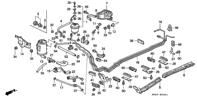 1995 Honda Civic Clamp A, Fuel Pipe Diagram for 91595-SR3-003