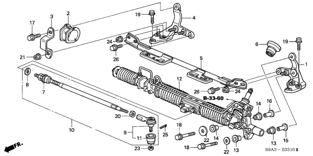 2005 Honda CR-V Bracket B, Steering Rack Diagram for 53438-S9A-A50