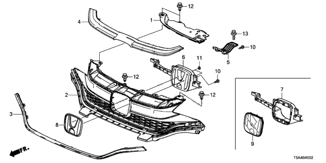 2018 Honda Fit Molding, FR. Grille (Lower) Diagram for 71122-T5R-A50