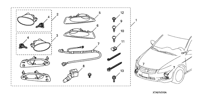 2011 Honda Accord Garnish, R. FR. Foglight Diagram for 08V31-TA0-1A050