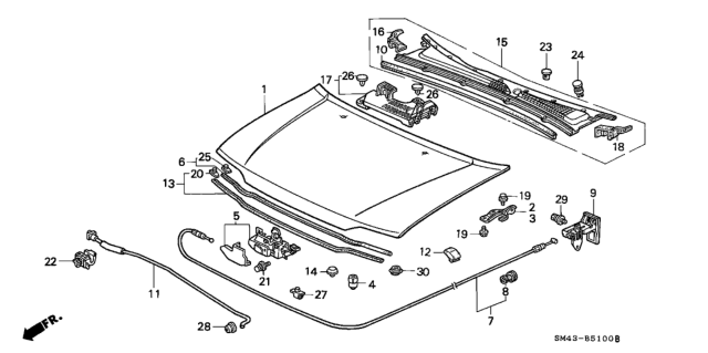 1992 Honda Accord Hood Diagram