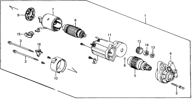 1990 Honda Civic 3 Door SI KA 5MT Starter Motor (Denso) Diagram