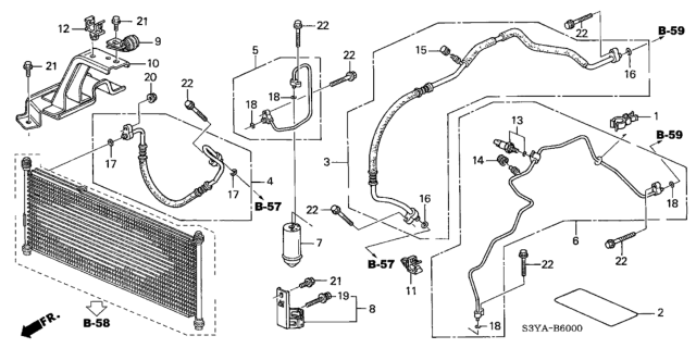 2004 Honda Insight A/C Hoses - Pipes Diagram