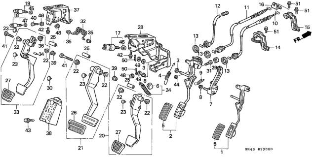 1994 Honda Civic Pedal Assy., Brake Diagram for 46500-SR3-L10