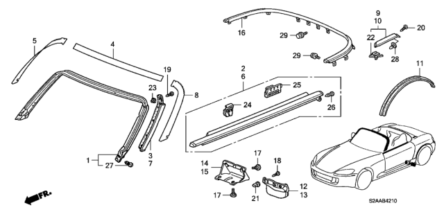 2008 Honda S2000 2 Door CR (WITH AC) KA 6MT Molding - Protectors Diagram