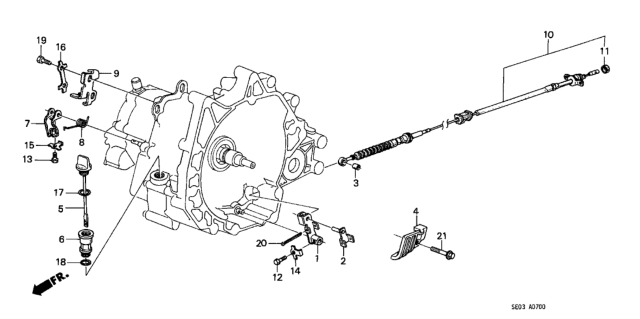 1989 Honda Accord AT Control Lever Diagram