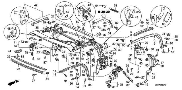 2009 Honda S2000 2 Door BASE KA 6MT Soft Top Frame Diagram