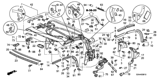 2009 Honda S2000 Soft Top Frame Diagram