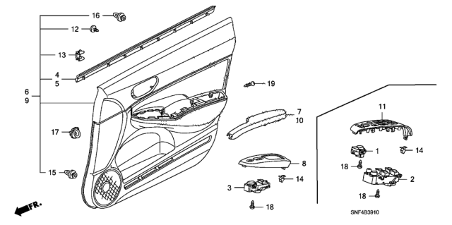 2006 Honda Civic Front Door Lining Diagram