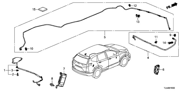 2017 Honda CR-V Antenna Assembly, Radio (Crystal Black Pearl) Diagram for 39150-TLA-A11ZG