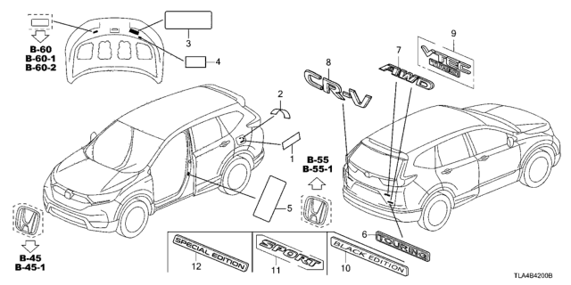 2021 Honda CR-V Placard, Specification (Usa) Diagram for 42762-TLA-A01