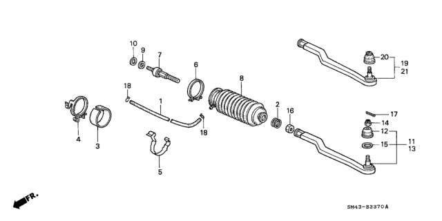 1990 Honda Accord Washer, Tie Rod Stopper Diagram for 53535-SB2-000