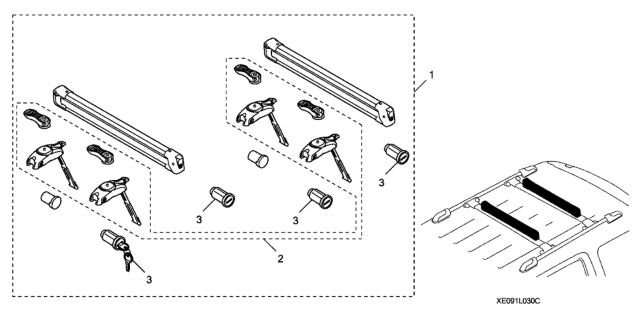 2018 Honda Ridgeline Ski - Snowboard Attachment Diagram