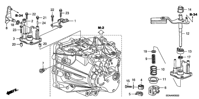 2007 Honda Accord 2 Door EXL KA 5MT MT Shift Arm (L4) Diagram