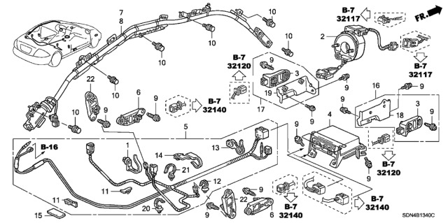 2004 Honda Accord SRS Unit Diagram for 77960-SDN-L91