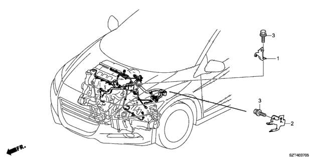 2011 Honda CR-Z Engine Wire Harness Stay Diagram