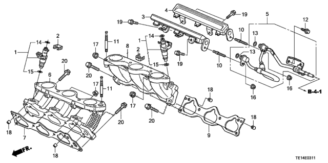 2012 Honda Accord Fuel Injector (V6) Diagram